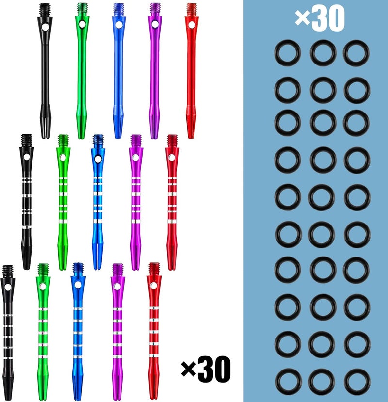 Leitee 30 Pcs Aluminum Dart Shafts for Steel Tip 50 mm 53 mm Dart Stems Accessories with 30 Rubber Rings 120 Replacement Flights and 1 Wrench for Outdoor Indoor Sports - Image 2